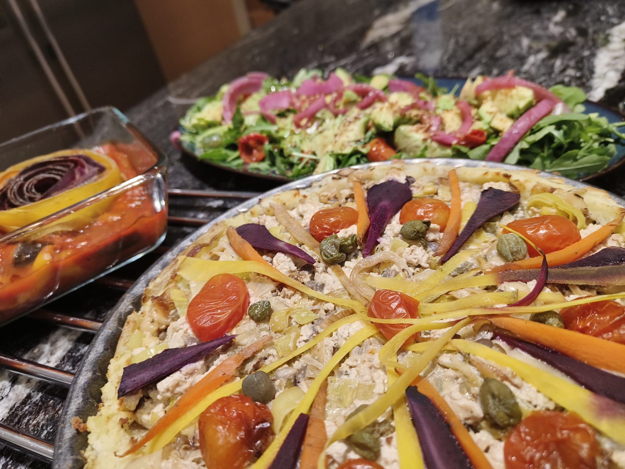Plant-based food prepared for a nourishing retreat meal